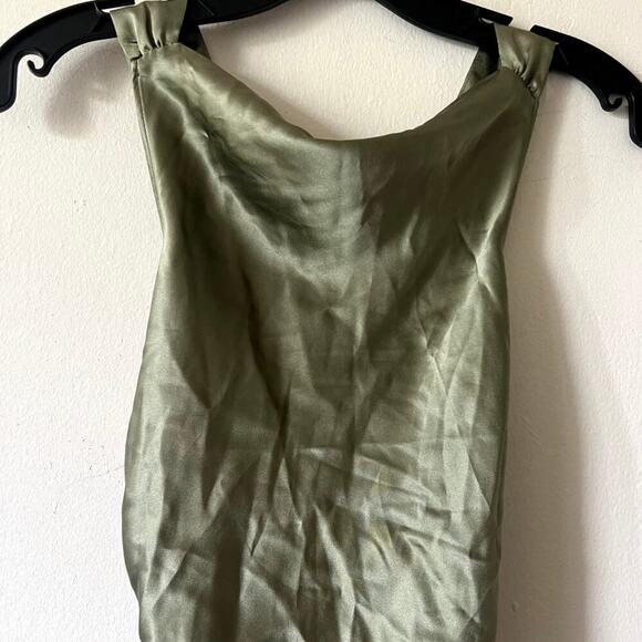 Reformation Casette Silk Dress Artichoke green size 6 C0 - Picture 6 of 9